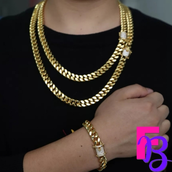 Urban Legend Other - *NEW!* 2 Piece Set - 14MM 18K Cuban Chain & Bracelet